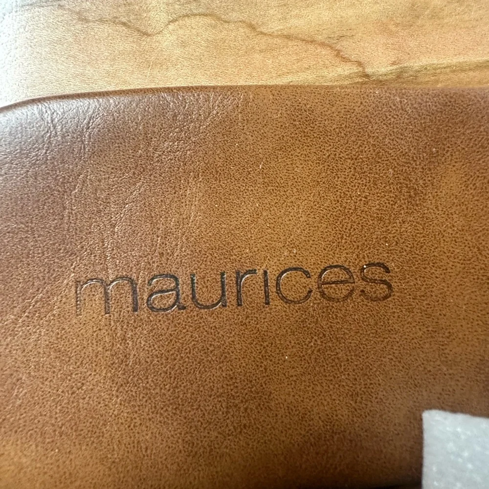 Maurices Brown and Black Leather Strap Sandals